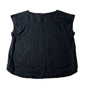 Ann Taylor Minimalist Boxy Basic Linen Top Blouse Large